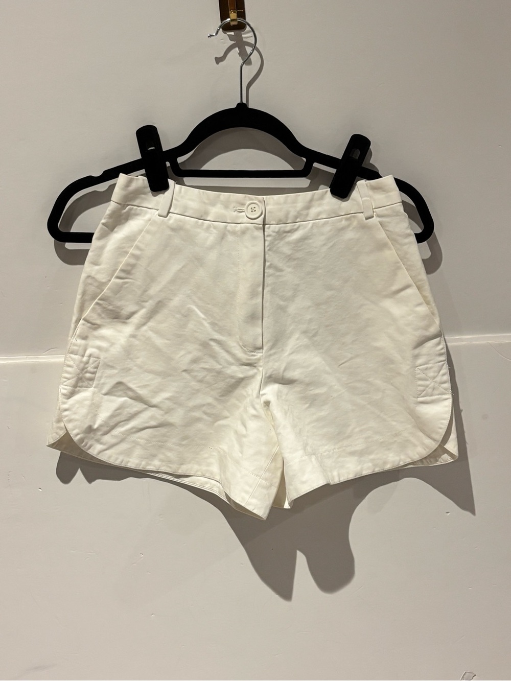 Maje Cream High-Waist Tailored Shorts
